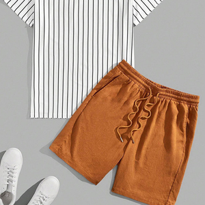 ชุดวอร์มผู้ชายแบบใหม่ 2 ชิ้น เสื้อยืดคอกลมและกางเกงขาสั้นสำหรับออกกำลังกายฤดูร้อน  รับออกแบบตามสั่ง - Product Image 3