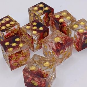 Dés à Jouer en Résine Aurora pour D&D, 1 pièce, 18mm, D6 à Bords Tranchants, Polyédrique en Résine Rose avec Chiffres Dorés, pour Jeux de Table RPG Dungeons and Dragons - Product Image 2