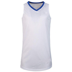 Conjunto de camiseta de baloncesto de malla con cuello en V, camiseta sin mangas con pantalones cortos de cintura elástica, ropa deportiva transpirable para adultos, Unisex, color blanco - Product Image 2