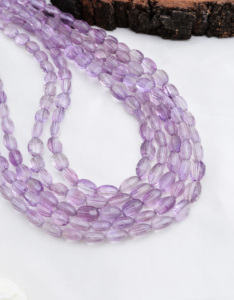 Amethyst <b>Checker</b> Cut Oval Beads I 16 Inches Natural Amethyst Faceted Oval Beads For Fine Jewelry Making I <b>Top</b> Quality Beads - Product Image 3