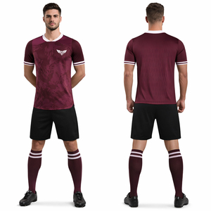 ชุดเสื้อฟุตบอลชายแบบกำหนดเอง ชุดฟุตบอลระบายอากาศ ชุดทีมแห้งเร็ว ชุดกีฬาฝึกซ้อม ขายส่งแบบ OEM - Product Image 1