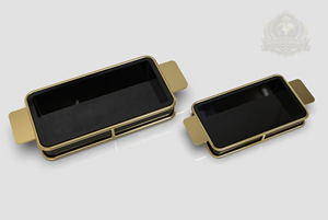 Plateau de service de luxe carré écologique, exportation indienne, noir et or, design Palestine, plateau de buffet haut de gamme pour l'hôtellerie, cadre métallique - Product Image 2