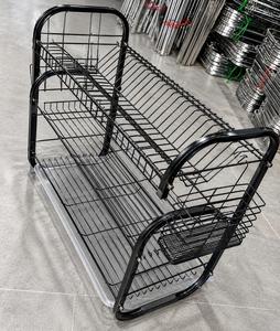 Égouttoir à vaisselle double niveau en fil métallique, support de rangement de cuisine, séchoir à bols, égouttoir d'évier avec porte-couverts - Product Image 1