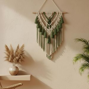 Tapiz de Pared de Macramé Moderno de Primera Calidad |   Arte de Pared con Marco de Madera Hecho a Mano con Diseño de Retrato |   Decoración Interior - Product Image 4