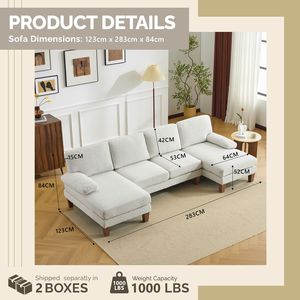 Divano Sezionale Moderno con Piume, Estensibile 111,4 Pollici, per Soggiorno, Arredamento Casa - Product Image 3