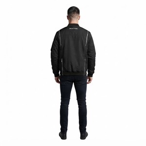 Blouson Bomber Noir Homme Streetwear – Vestes d'Hiver Homme en Gros – Blouson Décontracté Zippé Tendance pour Homme - Product Image 2