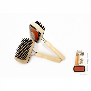 Pettine per animali domestici Yommy a doppia faccia con manico in legno da 10 cm per la toelettatura di cani e gatti - Product Image 2