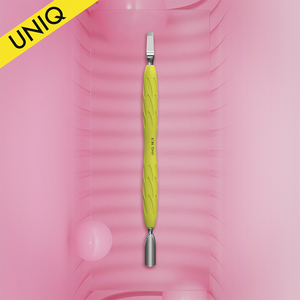 UNIQ-10 TIPO 5 (Cuchilla Redonda Estrecha y Recta) Empujadores de Cutículas para Manicura, Mango de Silicona de Doble Extremo, Empujadores de Gel para Uso en Salones de Belleza - Product Image 1