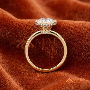 แหวนหมั้นทองคำขาว 14K ทรงกลมประดับโมอิสซาไนต์ ดีไซน์วงแหวนเพชรล้อมรอบ หรูหราสำหรับเจ้าสาว เทรนด์อเมริกา - Product Image 3