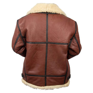 Hot Selling <b>Men's</b> <b>Shearling</b> Leather Motorcycle <b>Jacket</b> Plus Size Winter Warm Windproof Waterproof Stand Collar Breathable Zipper - Product Image 2