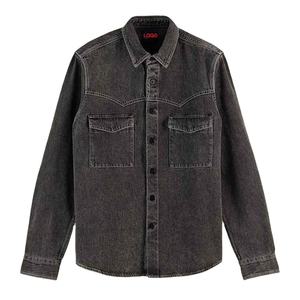 Chemise en jean mélangé de haute qualité, personnalisée, légère, formelle et décontractée, imprimée, anti-plis, à motif écossais pour homme - Product Image 1