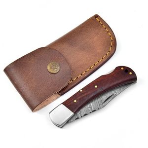 Cuchillos Plegables Coleccionables Hechos a Mano con Hoja de Patrón Damasco, Mango Decorativo de Hueso y Empuñadura de Metal Pulido para Caza al Aire Libre - Product Image 6