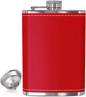 Flacon de poche en acier inoxydable de 49 oz avec couverture en cuir et construction métallique