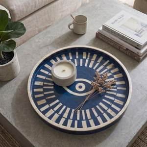 Handmade Bone Inlay Serving Trays Feature Decorative Wood Bamboo MDF <b>Acrylic</b> Plastic and Marble for Home Use Food Serving - Product Image 5