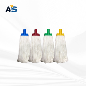 A&S Heavy Duty 250 Gram Multi Ply <b>Polyester</b> <b>Yarn</b> Socket Mop Head with 4 Color Clip Cut End Commercial Floor Cleaning Mop Refill - Product Image 1