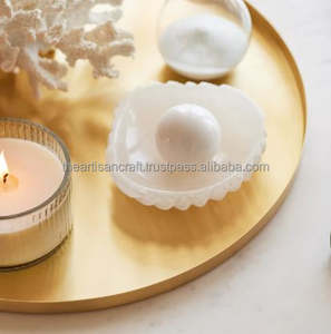 Bandeja redonda de latón artesanal para el hogar moderno, bandeja decorativa para joyería, artículos de tocador de maquillaje, vajilla de cocina, artesanías naturales - Product Image 6