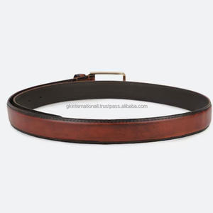 Cinturón informal de cuero de moda para hombre negro marrón de dos tonos personalizado con hebilla de un solo pin de latón - Product Image 3