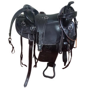 Asiento acolchado completo suave y cómodo de calidad superior Asiento de caballo de carreras de barril occidental hecho de cuero genuino con juego de tachuelas - Product Image 1