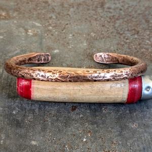 Bracelet manchette en cuivre massif et épais pour homme et femme, style rustique martelé, cadeau pour lui et pour elle - Product Image 2