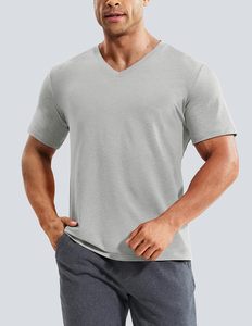 Camisa Casual de Manga Corta con Cuello en V para Hombre, Tela de Algodón Suave, Ligera, Transpirable, Ecológica, de Secado Rápido, Corte Ajustado, para Uso Diario - Product Image 2