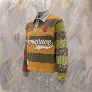 Jersey de Rugby a Rayas de Manga Larga Snowgrace con Logotipo Bordado, Cuello Camisero, Corte Regular, Ropa para Mujer - Product Image 4