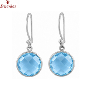 Boucles d'oreilles en argent sterling 925 avec topaze bleue, bijoux pour femmes, vente en gros de bijoux, boucles d'oreilles en argent 925 pour femmes, bijoux tendance - Product Image 2