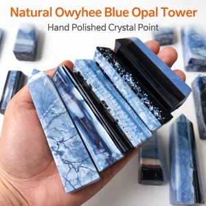 Tour de cristal d'opale bleue d'Owyhee naturelle, poli à la main, point de cristal de guérison - Product Image 1