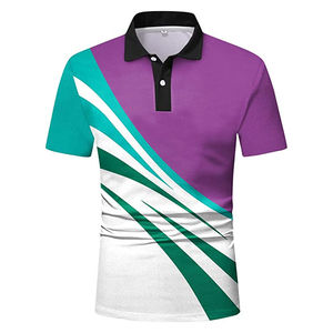 mens sublimated polo shirt purple green white <b>abstract</b> design short sleeve breathable polyester custom logo bulk supply - Product Image 1