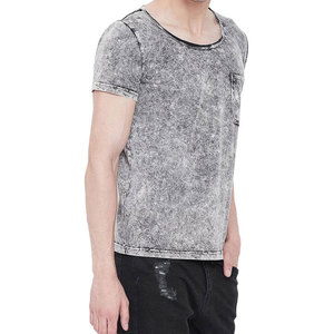T-shirt délavé à l'acide pour hommes, nouvelle collection, élégant, personnalisable, 100 % coton, manches courtes, style vintage - Product Image 3