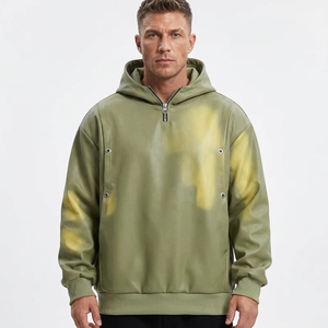 Men's Olive Green <b>Spray</b> Printed Pullover Hoodie Oversized Fit Regular Sleeve Casual Sweatshirt Breathable French Terry Winter - Product Image 1