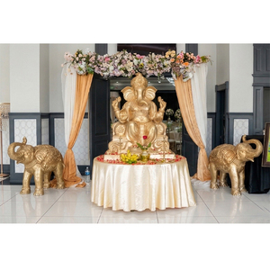 Decoración de Entrada para Banquetes de Bodas del Sur con Ídolo Dorado de Ganesha, Decoración de Entrada Real de Ganesha para Eventos del Sur de la India, EE. UU. - Product Image 1