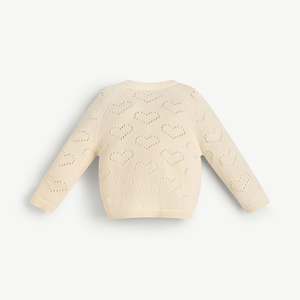 Cárdigan de Bebé Mamachéri 100% Algodón Tejido con Patrón de Corazones, Cuello Redondo Calado, Manga Larga, Cierre de un Solo Botón 21F26KNIG002J - Product Image 2