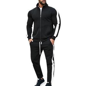 Ensemble de survêtement décontracté 2 pièces pour homme avec logo personnalisé, capuche, fermeture éclair, réfléchissant 3M, 100 % coton - Product Image 1