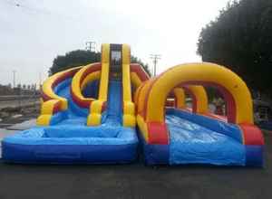 Toboggan aquatique gonflable triple avec piscine |   Structure gonflable toboggan aquatique pour enfants, idéale pour les fêtes et les jardins - Product Image 3