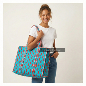 Bolsa de Mano Acolchada de Algodón Hecha a Mano, con Estampado de Bloques de Jaipur, Gran Capacidad, Ecológica, para Compras - Product Image 5