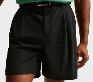 Shorts Bermuda noirs pour hommes, taille haute, en tissu Oxford uni, respirants, style décontracté avec poches et fermeture boutonnée - Product Image 1