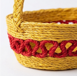 Mini panier de rangement fait main, rond avec bordure rouge, style rustique, décoration de table d'intérieur, utilisation dans le salon - Product Image 4