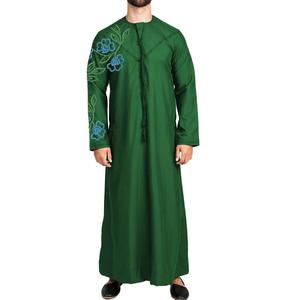 Producto Islámico Personalizable de Moda, Thobe para Hombre en Color Verde con Estampado y Bordado, Túnicas Elegantes y Transpirables - Product Image 1