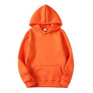 Unisex Plain <b>Orange</b> Hoodie and Jogger Pants Set Custom Wholesale <b>Fleece</b> Tracksuit for Men and Women - Product Image 2