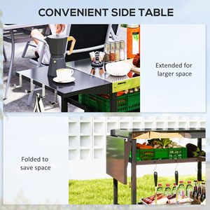 Carrello da portata per barbecue in acciaio inossidabile con ganci per piano di lavoro e vano portaoggetti - Product Image 5
