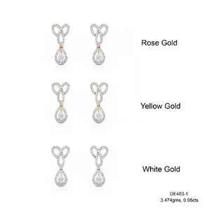 Boucles d'oreilles pendantes en or rose, serties de diamants de laboratoire, qualité IGI certifiée VVS-VS, élégantes et étincelantes - Product Image 3
