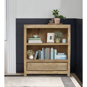 Bibliothèque de luxe haut de gamme en chêne massif indien avec tiroir, vitrine et armoire de rangement pour bureau, salon et villa - Product Image 1