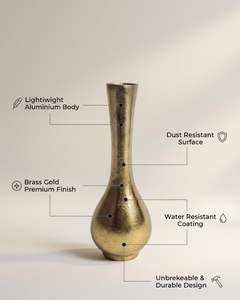 Florero de Aluminio Dorado Premium de 20 cm de Altura, Ligero y Duradero, Decoración Moderna para el Hogar, Resistente al Agua - Product Image 2