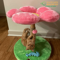 Tiang Garukan Kucing Berbentuk Bunga Pink dengan Tali Sisal, Tempat Tidur Kucing Motif Bunga yang Lucu untuk Kucing Indoor dari Eco2go Vietnam