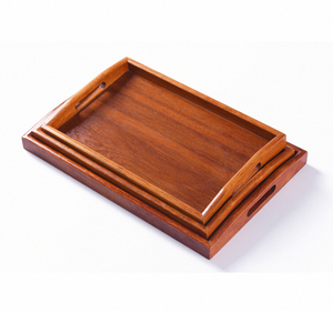 Plateau de service rustique en bois fait main pour la cuisine, la table basse, la salle à manger, plateau décoratif pour ottoman avec poignées, multi-usages - Product Image 1