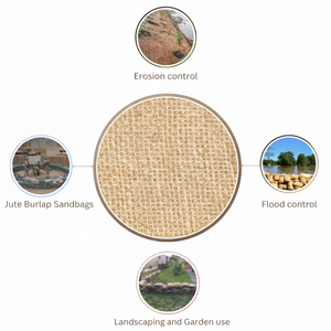 Sacos de yute ecológicos y resistentes con cordón de amarre, 14x27 pulgadas, biodegradables, para control de inundaciones y erosión. - Product Image 3