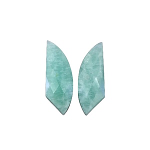 Pierres précieuses naturelles Amazonite de qualité supérieure, forme fantaisie facettée, cabochon à dos plat, 8x20 mm, pour la création de bijoux et de boucles d'oreilles - Product Image 1