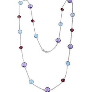 Collar de Topacio Azul, Amatista y Granate en Plata de Ley 92.5 KLSS-40176 - Product Image 1
