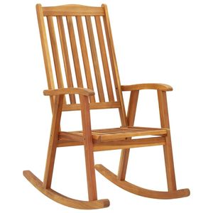 Fauteuil à bascule en bois d'acacia massif, chaise en bois naturel standard - Product Image 2