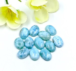 Larimar Natural Ovalado Cabujón Azul Gema Piedra Suelta Venta al por Mayor para Fabricación de Joyas Certificado IGI Óptico Ligero Caribeño - Product Image 1